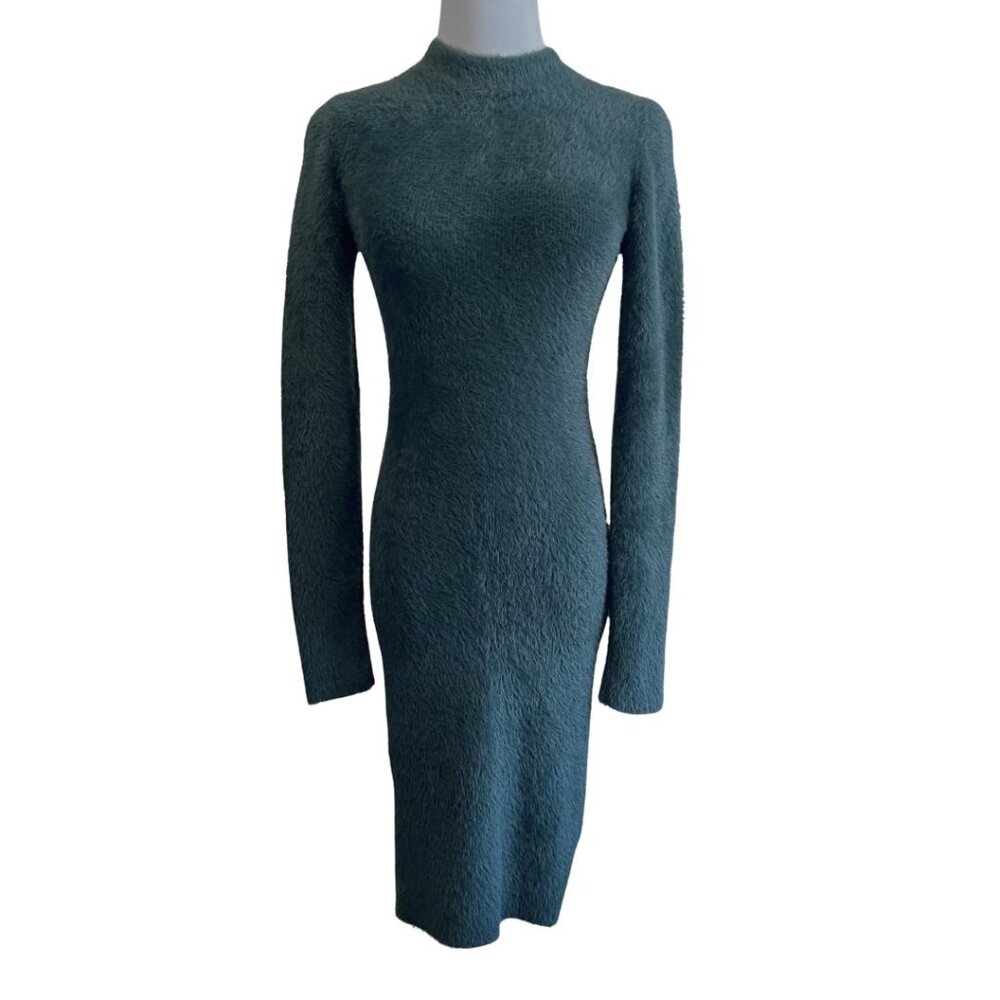 ARITZIA BABATON FUZZY KNIT DRESS IN EMERALD GREEN ARTICLE 80071 - XS - Picture 2 of 9
